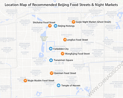 Location Map of Beijing Food Streets