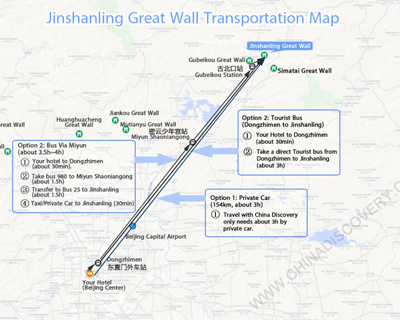 Jinshanling Great Wall Transportation Map