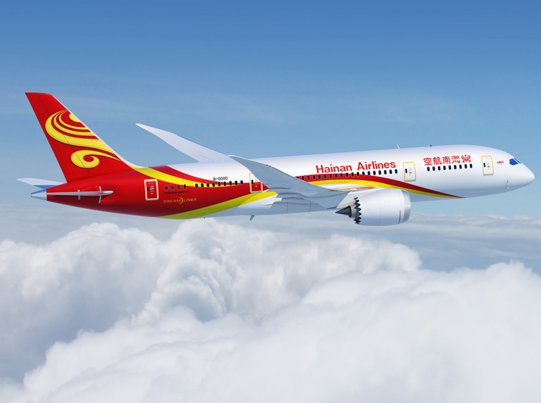Boeing 787 Hainan Airlines, une des dernières grandes compagnies chinoises internationales hors alliance.