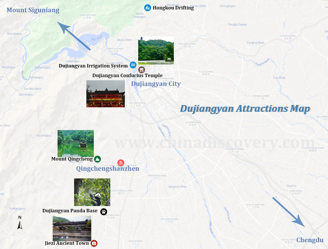 Dujiangyan Attractions Map