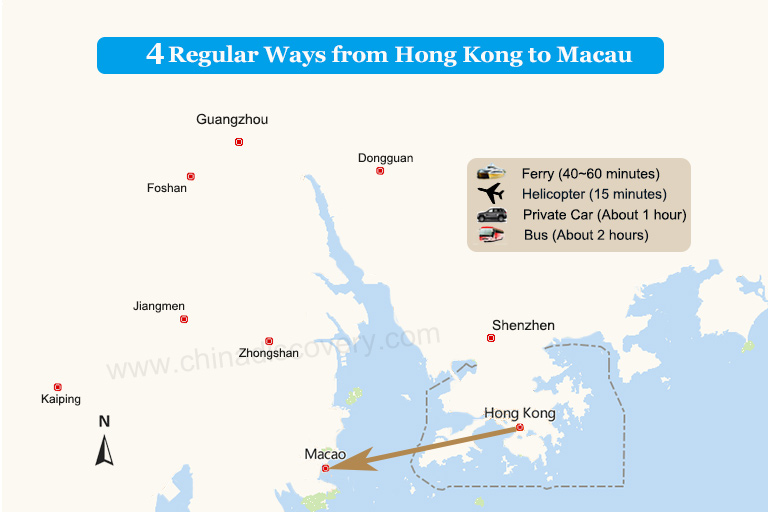 Hong Kong to Macau Map