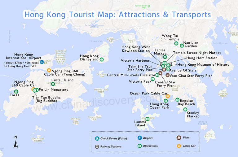 Hong Kong Tourist Attractions Map