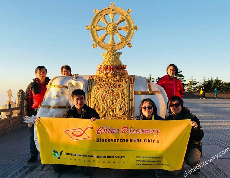 Our dear clients from Singapore on Golden Summit of Mount Emei