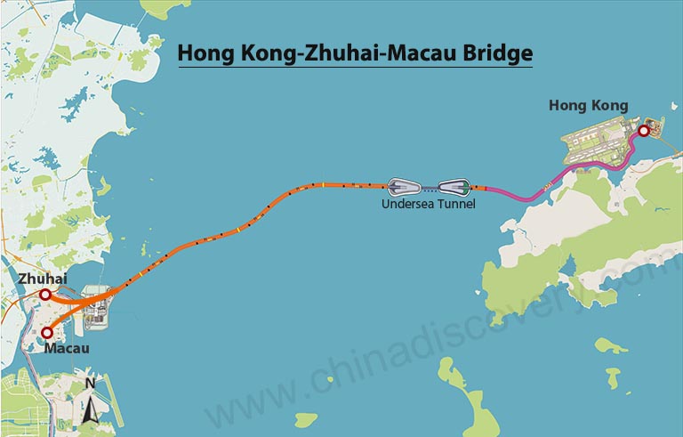 Hong Kong - Zhuhai - Macau Bridge Map