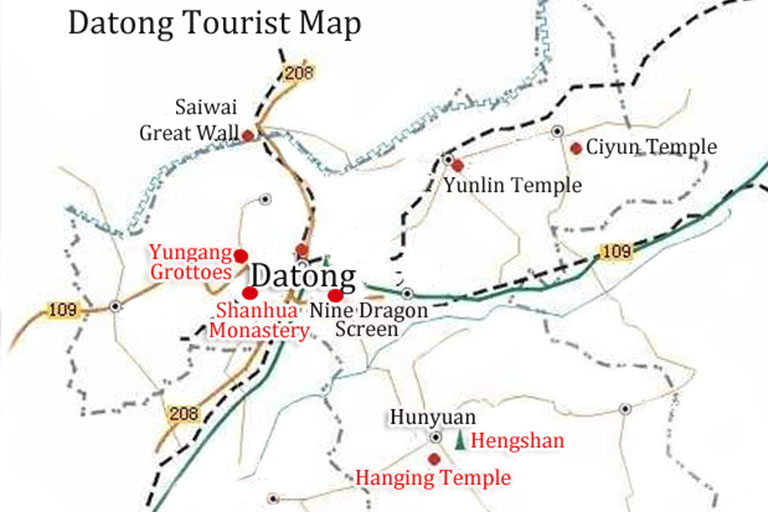 Datong China Travel Route Map