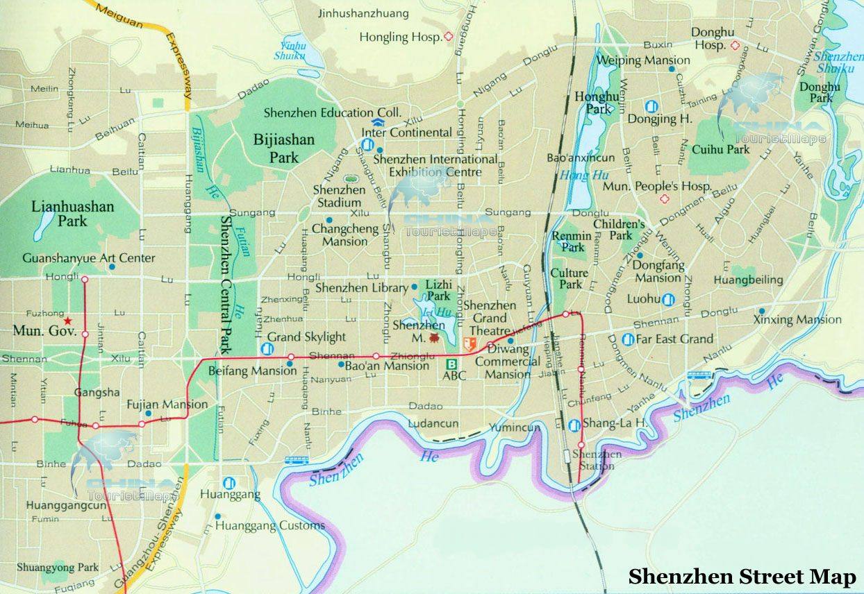 Shenzhen Maps: detailed China Shenzhen Attraction