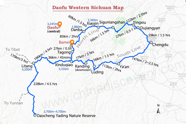 Daofu Western Sichuan Map