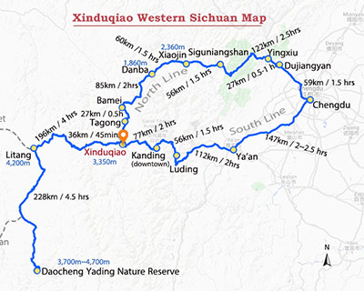 Xinduqiao Western Sichuan Map