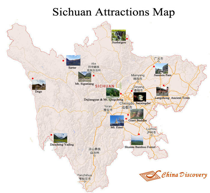 Sichuan Attractions Map