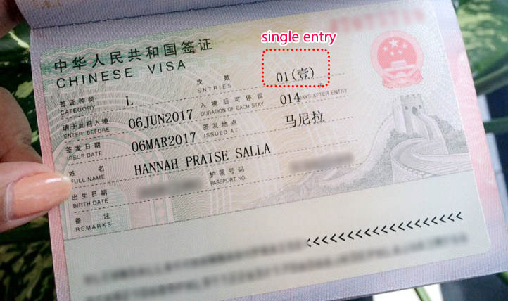 China Single Double Multiple Entry Visa