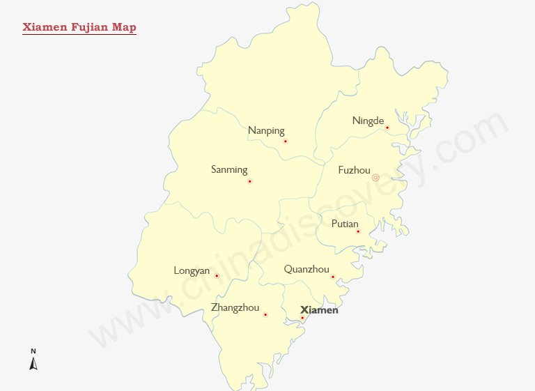 Xiamen Fujian Map 
