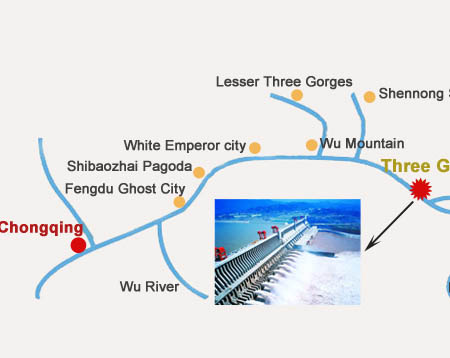 Three Gorges Dam Location Map