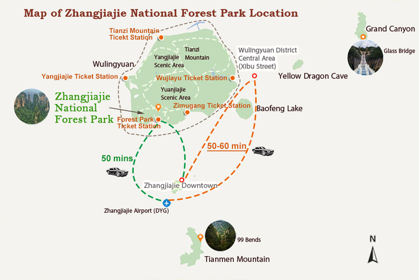 Zhangjiajie National Forest Park Location & Transportation Map