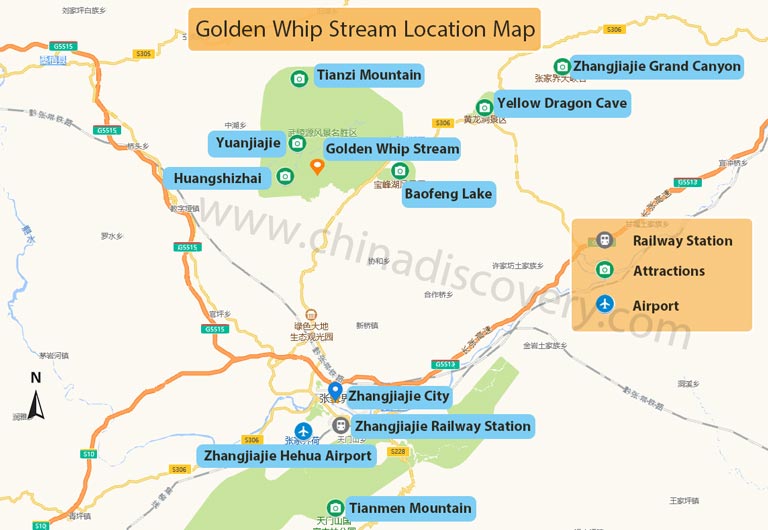 Golden Whip Stream Location Map