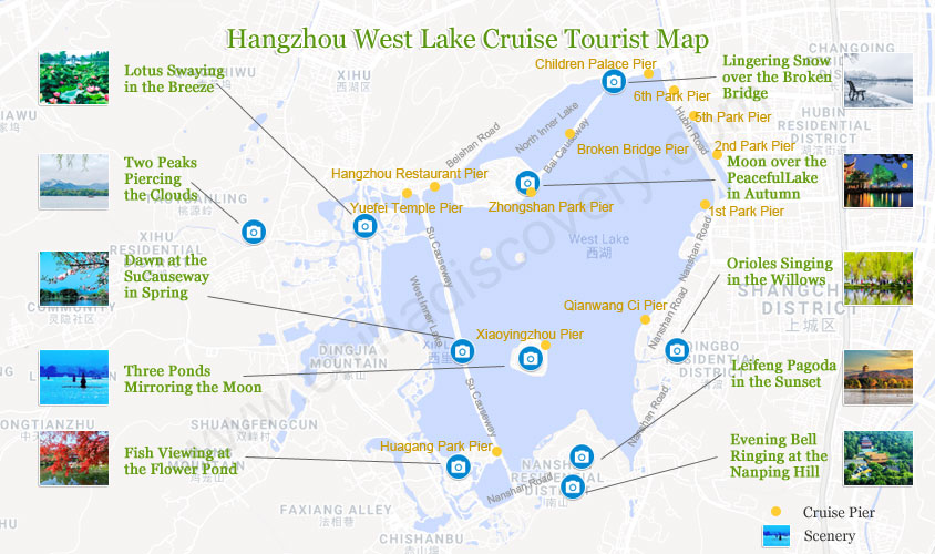 Hangzhou West Lake Boat Tourist Map