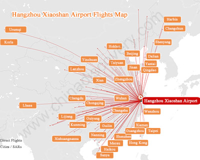 Map of Flights to Hangzhou