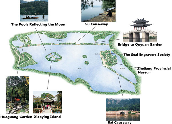 Hangzhou West Lake Tourist Map