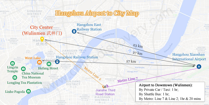 Hangzhou Airport to City Map