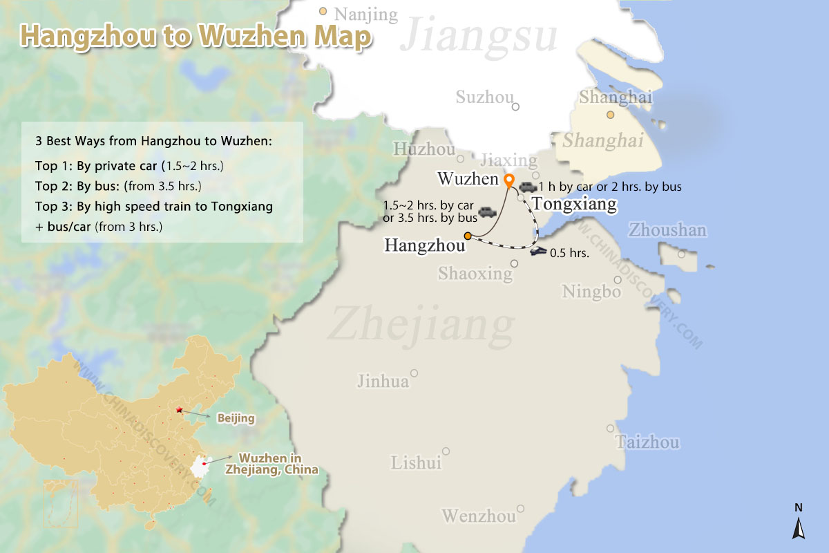 Hangzhou to Wuzhen Map