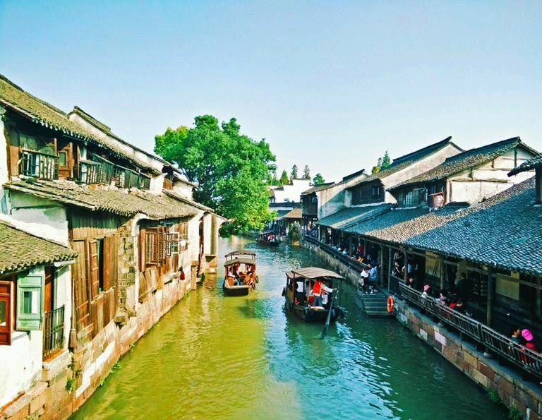 Leisure Boating at Western Scenic Area of Wuzhen