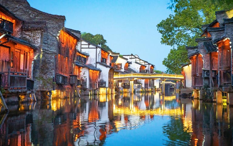 Wuzhen Water Town West Night Scenery
