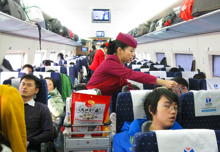 Food Trolley on China High Speed Train Food on China High Speed Train