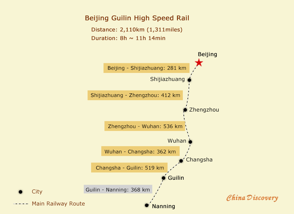 Beijing Guilin High Speed Rail Map