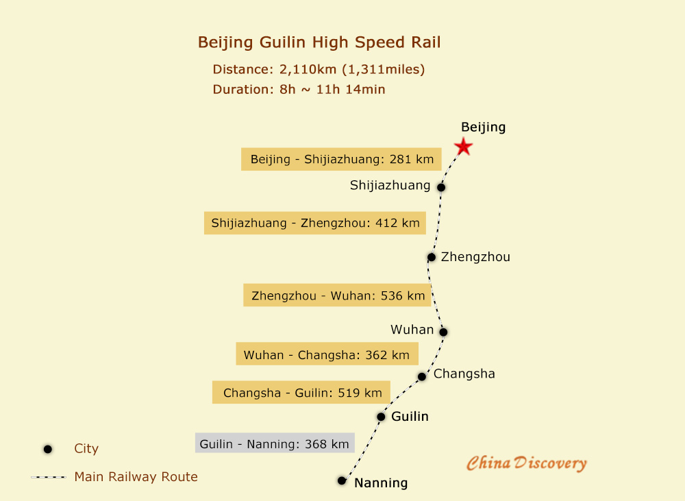 Beijing Guilin High Speed Rail Map