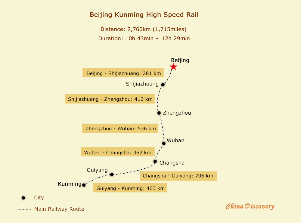 Beijing Kunming High Speed Rail Map