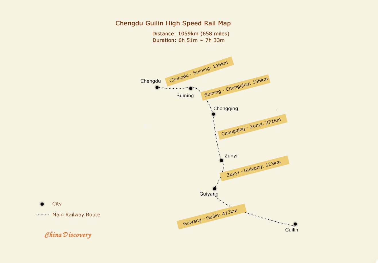 Chengdu Guilin High Speed Rail Map