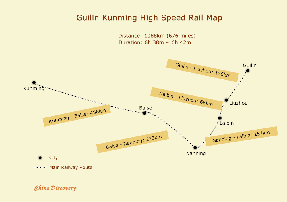 Kunming Guilin High Speed Railway Map