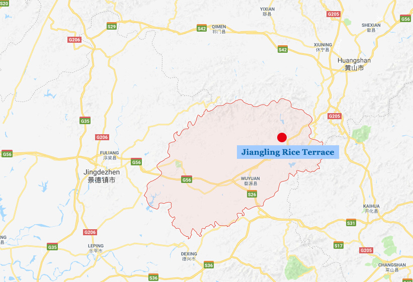 Jiangxi Jiangling Rice Terrace Location Map
