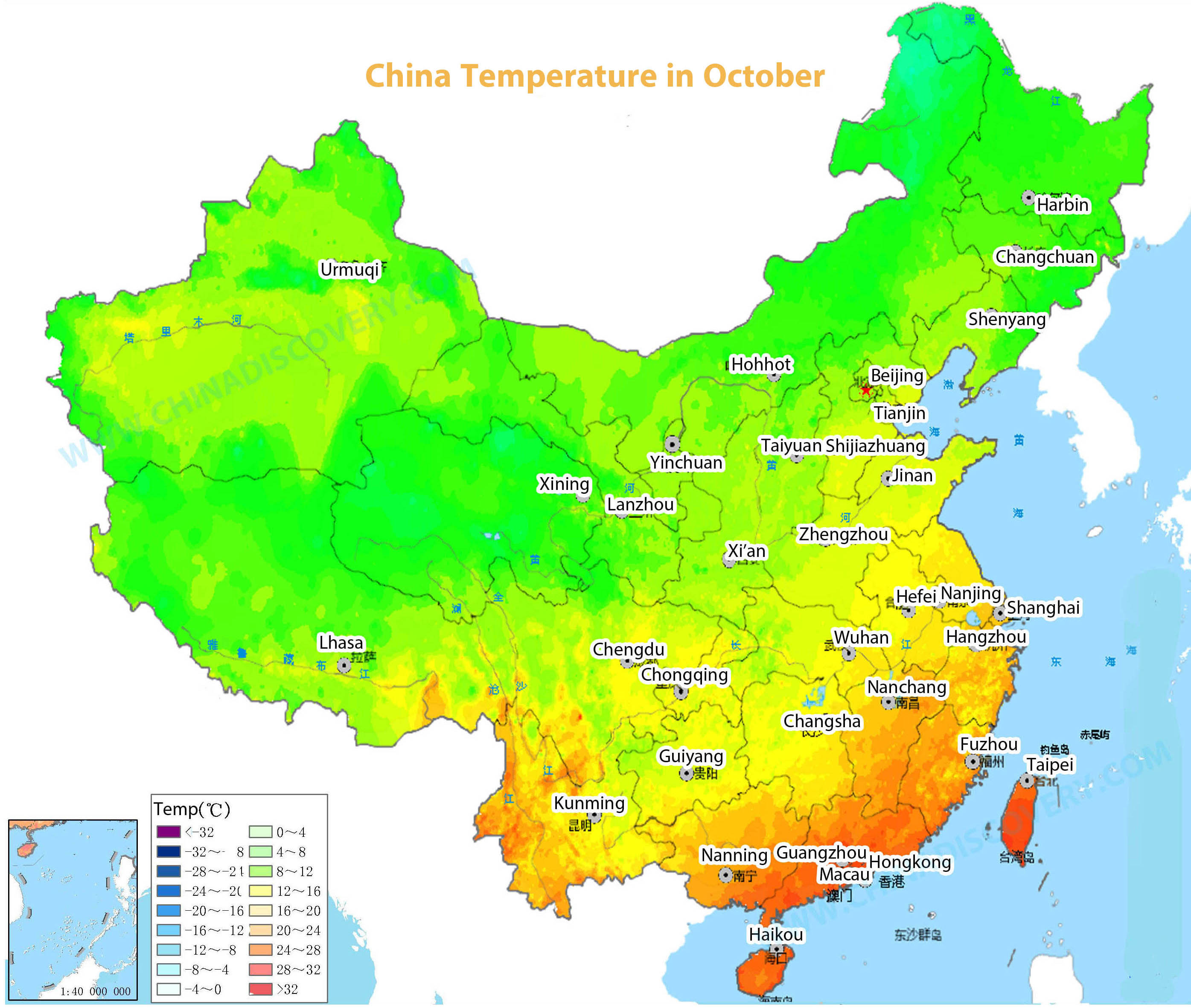 China Temperature in October