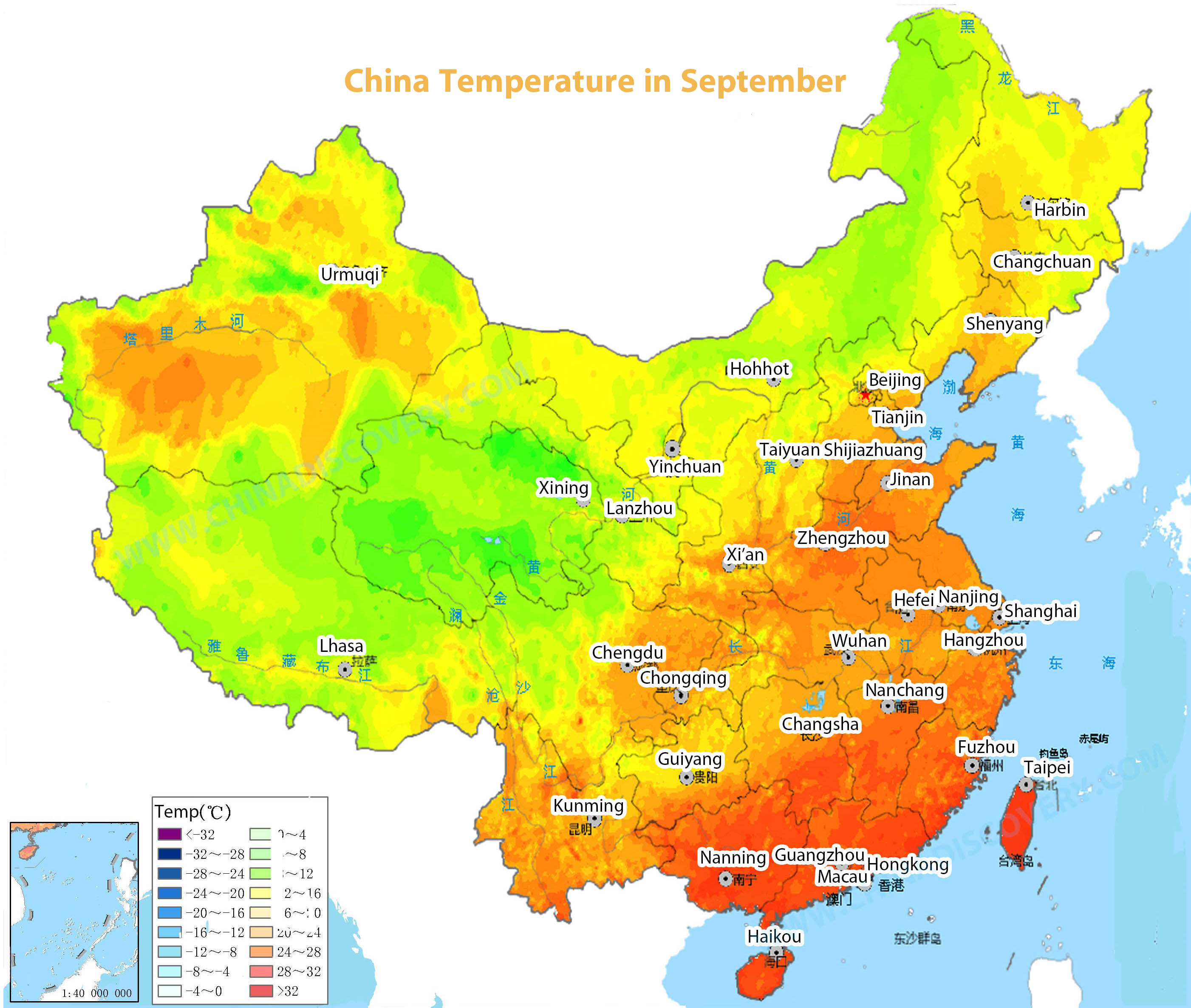 China Temperature in September