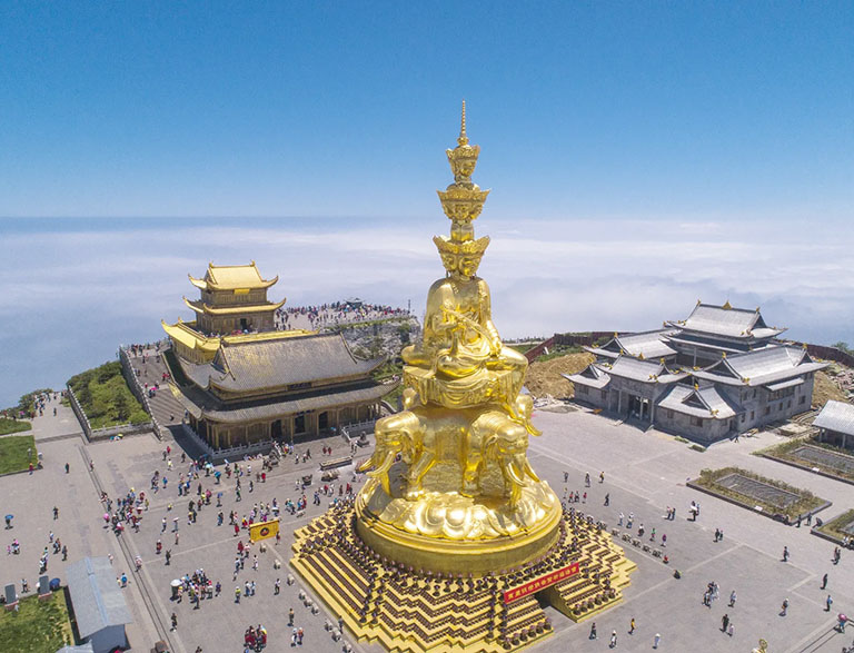 Puxian Buddha and Golden Summit on Mount Emei China in September