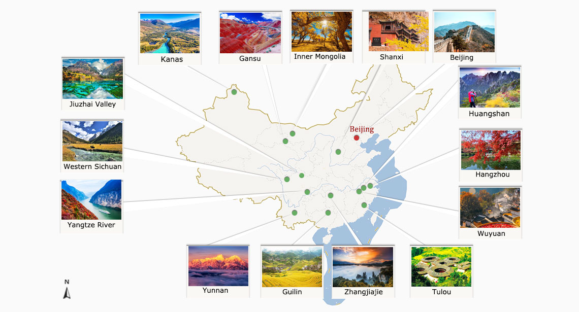 15 Best Places to Visit in Autumn on China Map