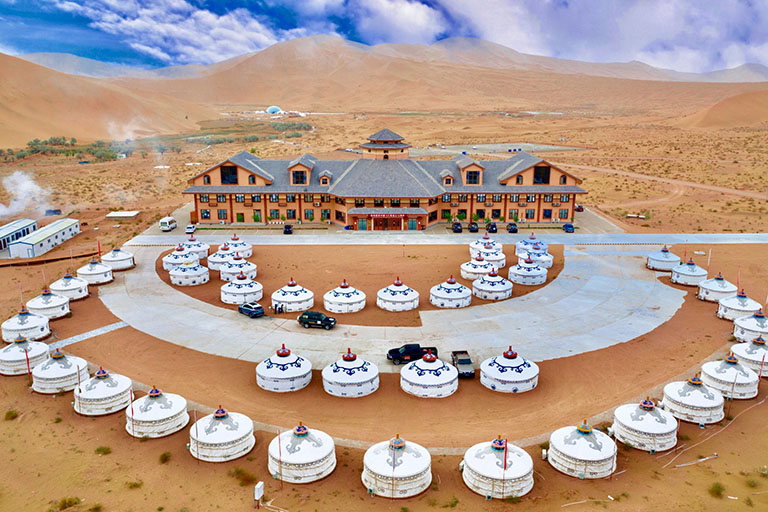 Mongolian Yurts near Badain Lake in Badain Jaran Desert