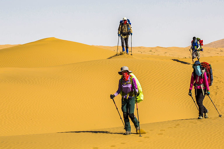 Fully-armed Trekking Team in Badain Jaran Desert Things to Do in Badain Jaran Desert