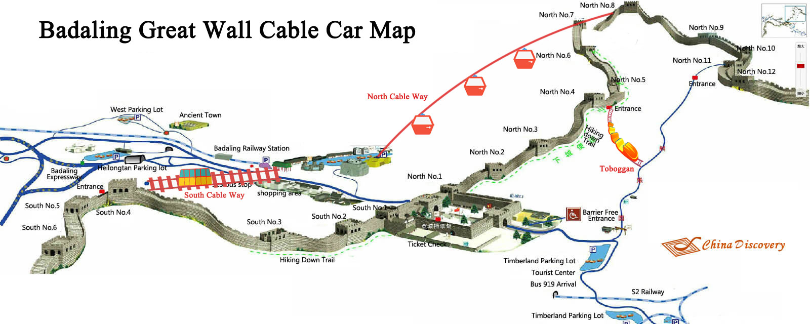 Badaling Great Wall Cable Car And Toboggan Location Route Travel Tips