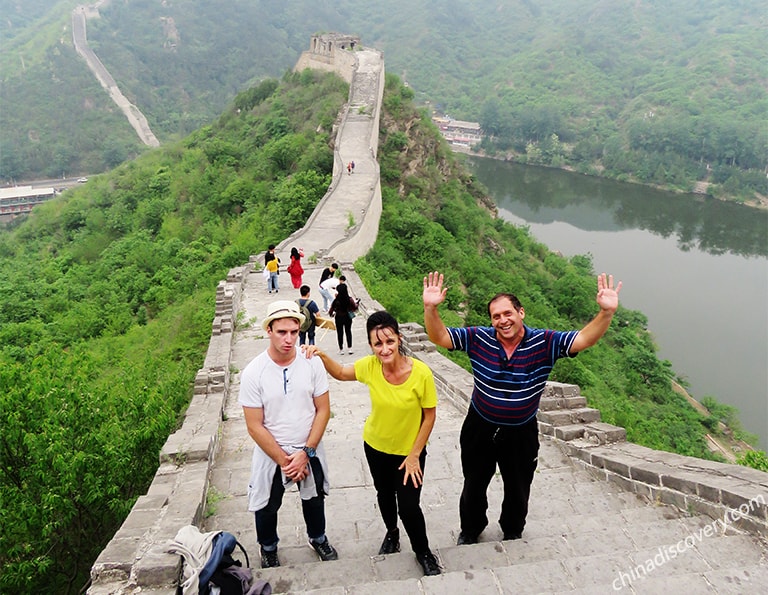 Huanghuacheng Great Wall rises up from a beautiful lake