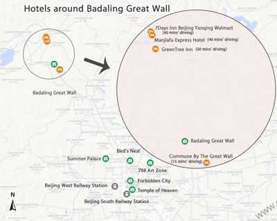 Badaling Great Wall Hotels Map