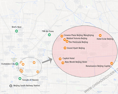 Beijing Luxurious Hotels Map