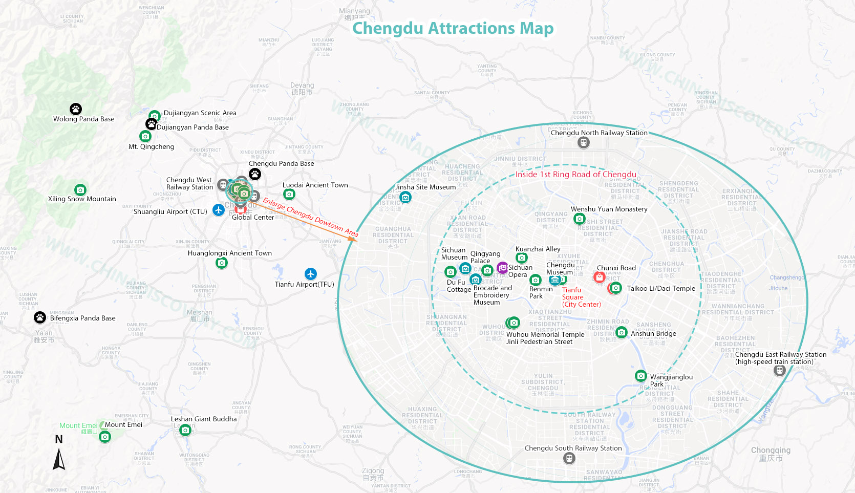 Chengdu Attractions Map