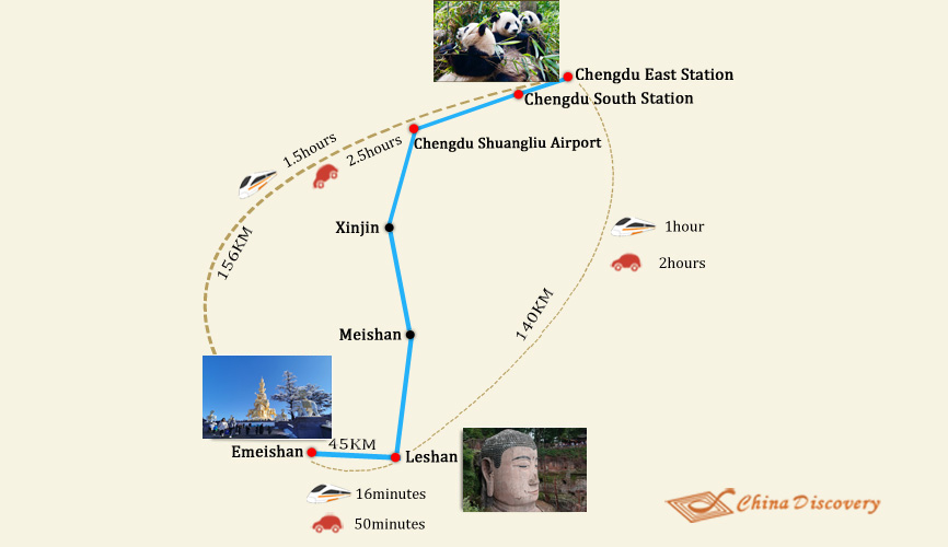 Chengdu Mount Emei Transportation Map