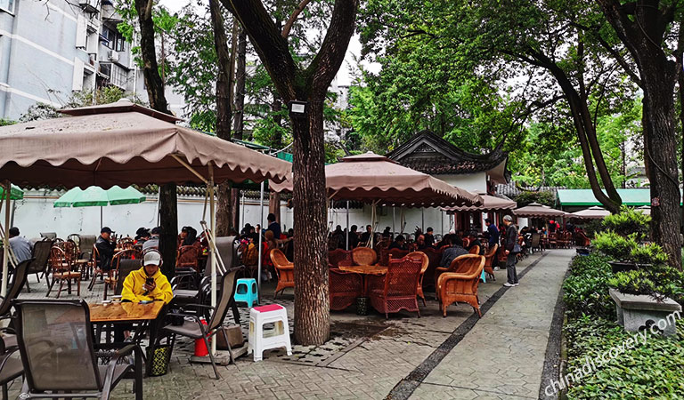 Outdoor Teahouses in Baihuatan Park Chengdu Nightlife