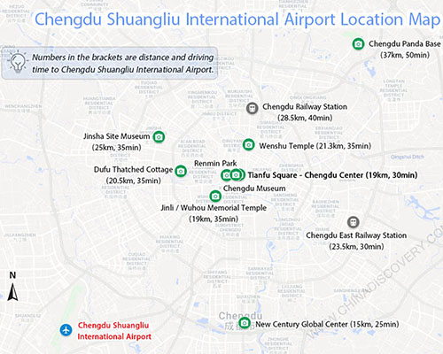 Chengdu Travel Guide 2025 - Chengdu Airport Location Map