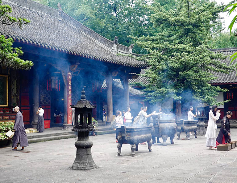 Wenshu Temple with Flourishing Incense