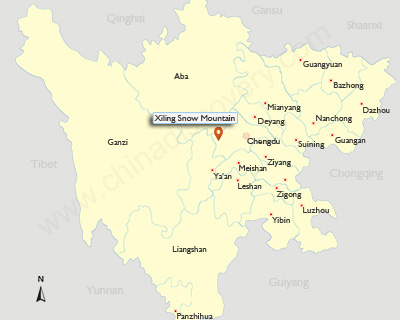Xiling Snow Mountain Sichuan Map