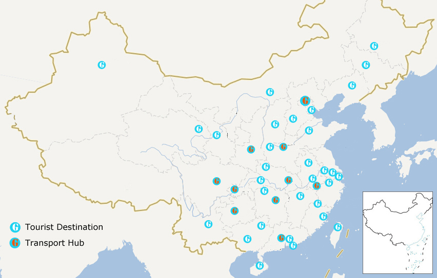 China High Speed Train City Map