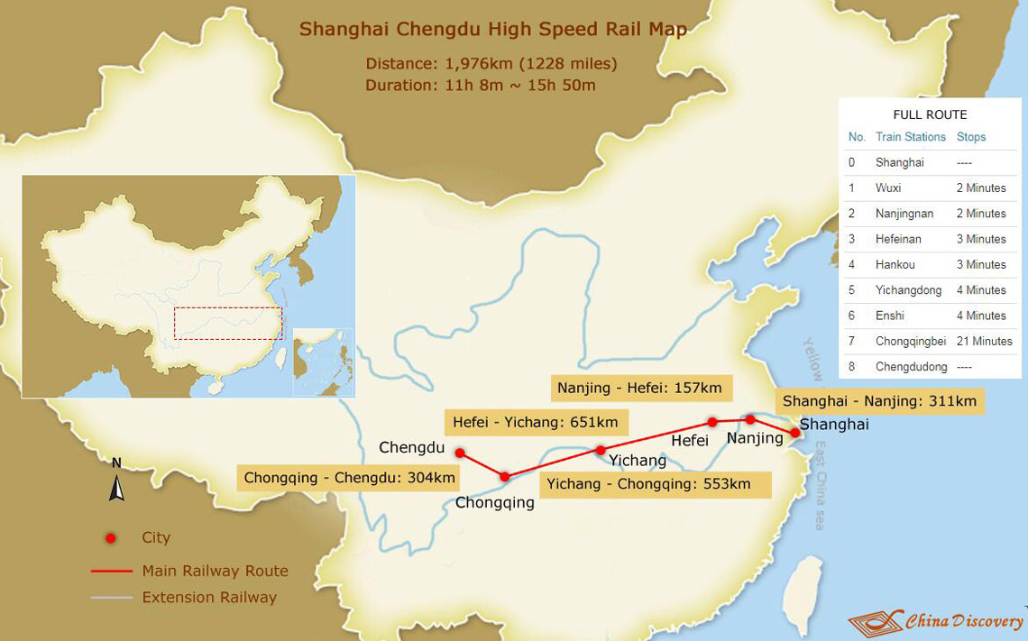 Shanghai Chengdu High Speed Rail Map